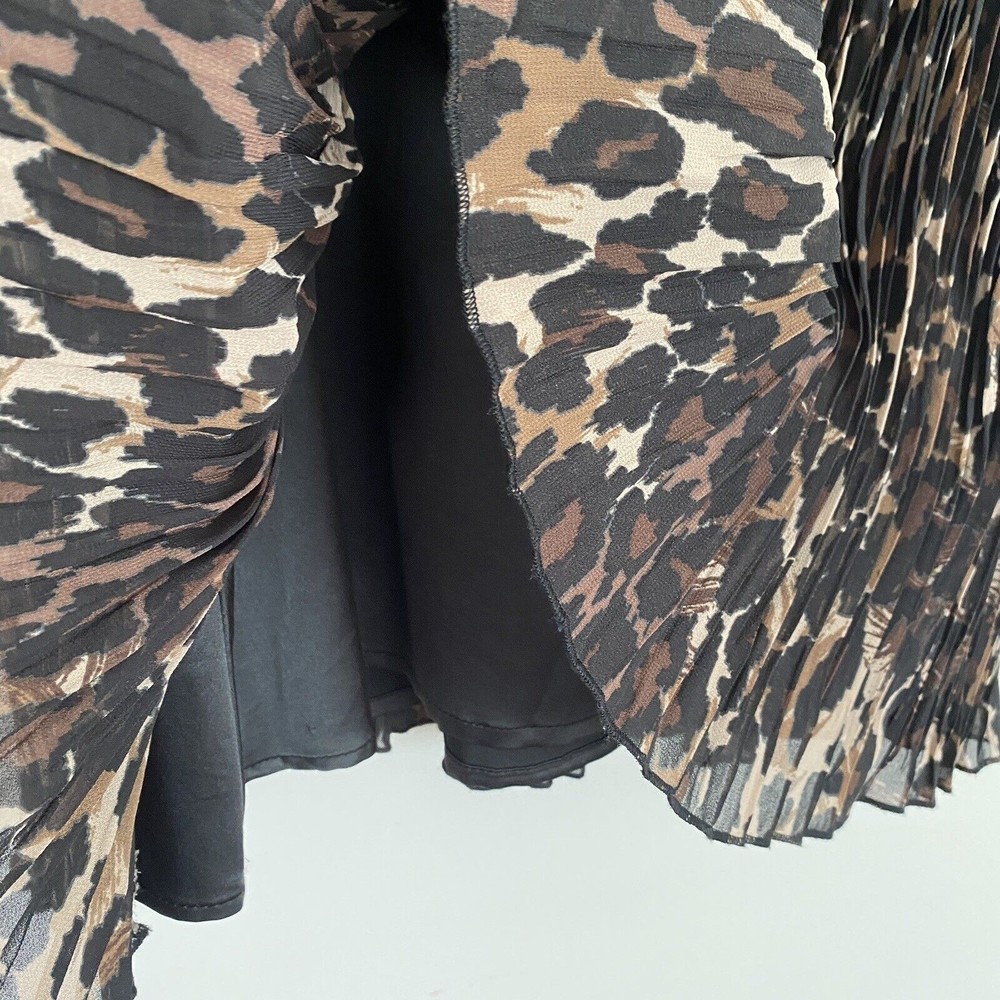 Guess Leopard Print Chiffon Mini Dress - Size 9 - Picture 8 of 9
